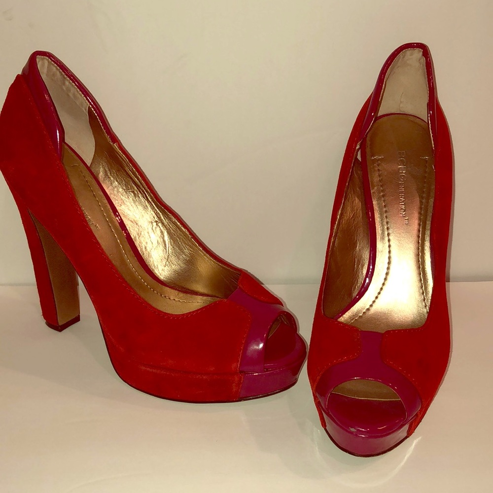 BCBG Generation Red Suede Heels Size 7.5